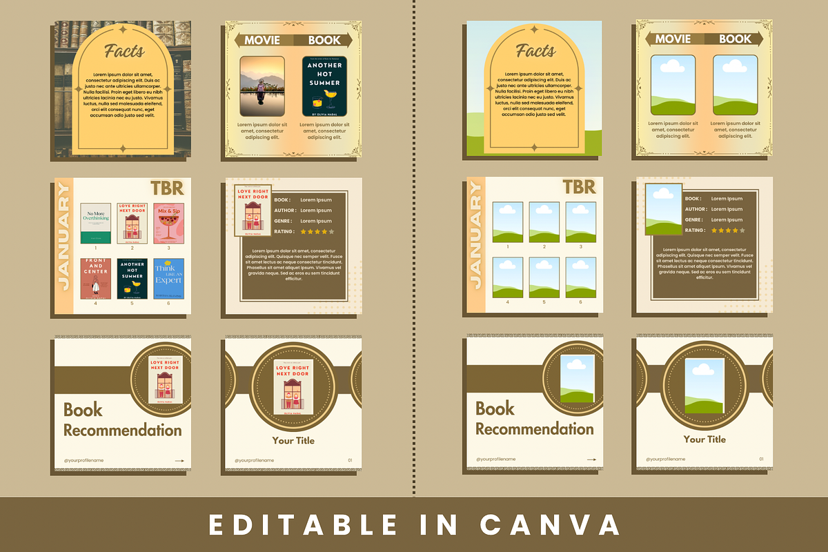Bookstagram CANVA Instagram Template, a Social Media Template by Supriya Artwork (Photo 3 of 6)