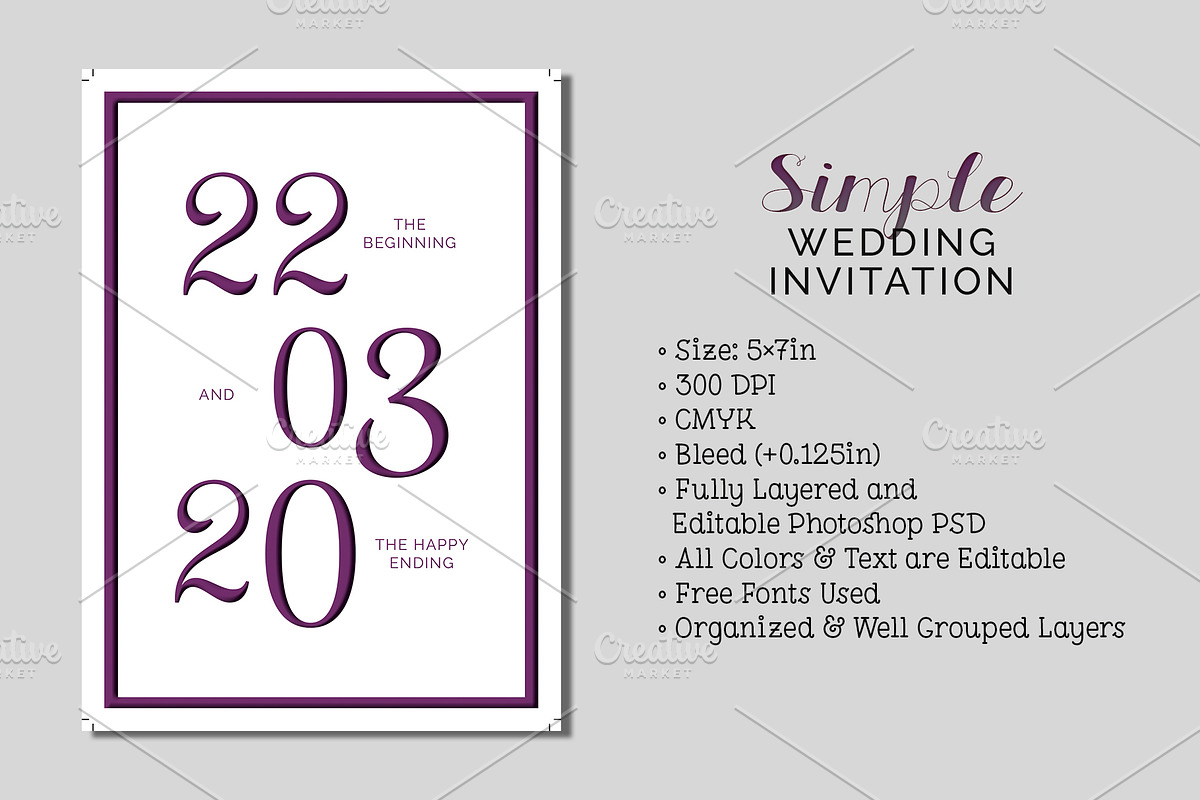 Simple Wedding Invitation, an Invitation Template by Cyrah's Collection (Photo 1 of 4)