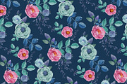 Seamless Watercolor  Floral Patterns, a Pattern Graphic by Cheeba Ribba Designs (Thumbnail 3 of 3)