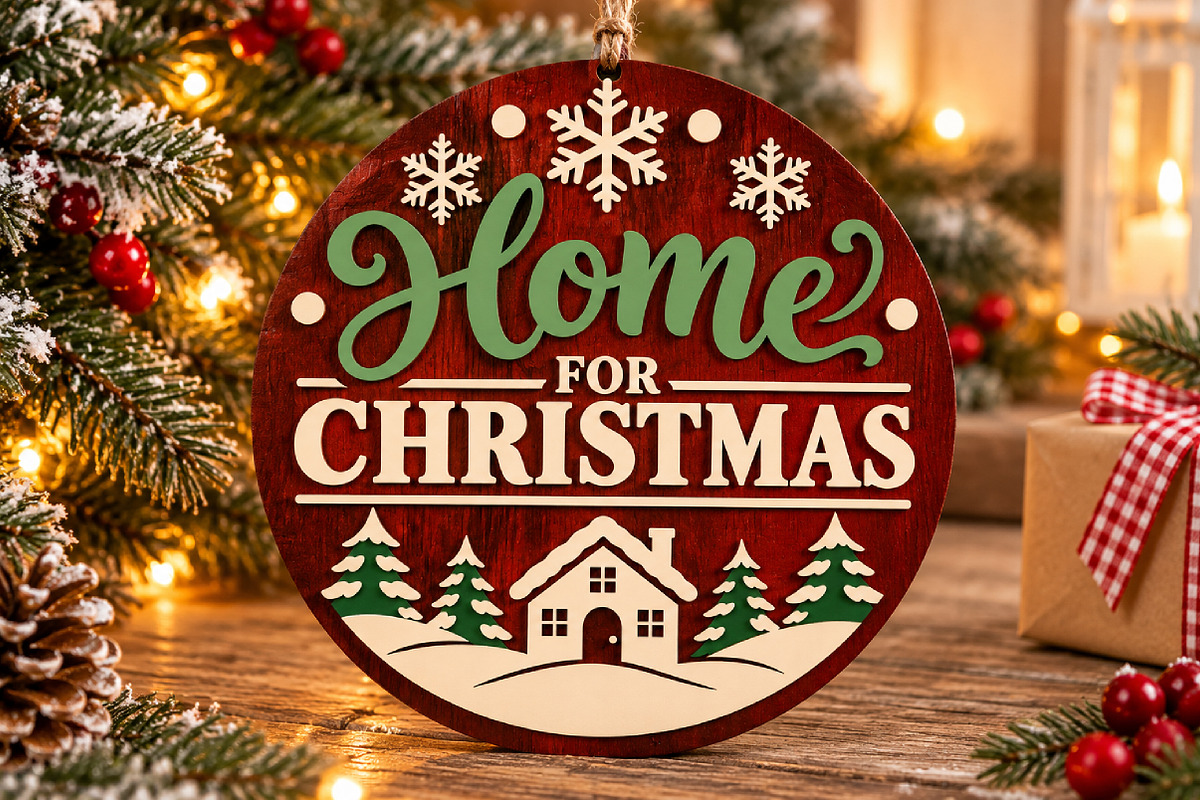 Christmas Home For Christmas SVG, a Seasonal Illustration by Canvas Craft (Photo 4 of 4)
