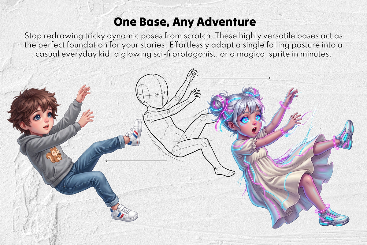 Kids Procreate Body Poses Stamps, a Brush Add-On by Selentaori Studio (Photo 9 of 11)