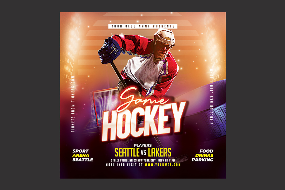 Ice Hockey Game Flyer, a Flyer Template by DSGraphicDesign (Photo 1 of 2)
