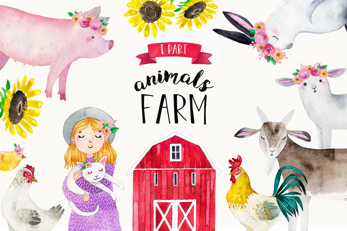 FARM ANIMALS watercolor set PART 1, an Animal Illustration by Natali Smolova (Photo 1 of 7)