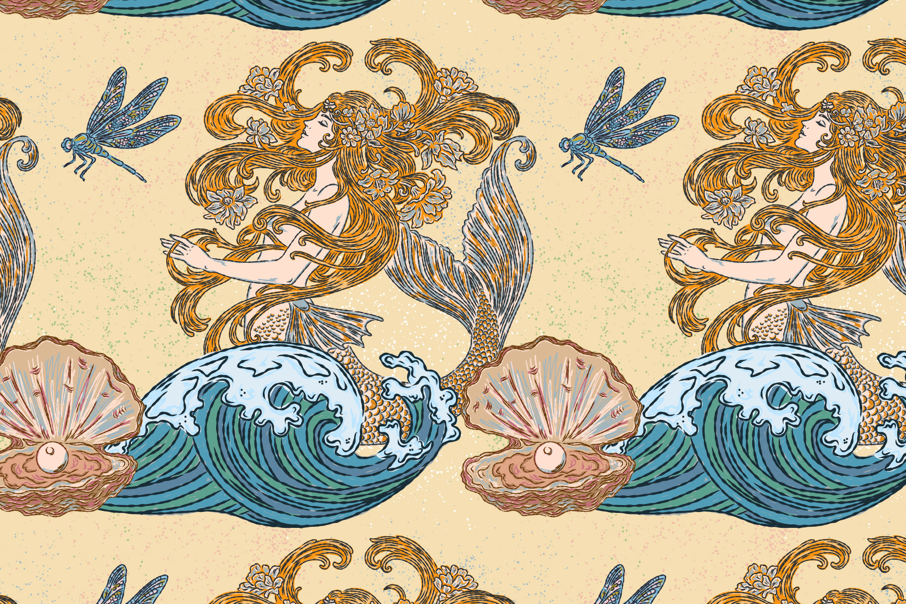Mermaid, Wave, Shell