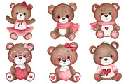 Watercolor Valentine Day Bear Clipar, an Illustration by Designworld (Thumbnail 5 of 5)