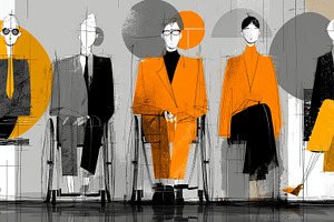 Abstract illustration of business professionals in formal attire with vibrant c, a Photo by AS photostudio