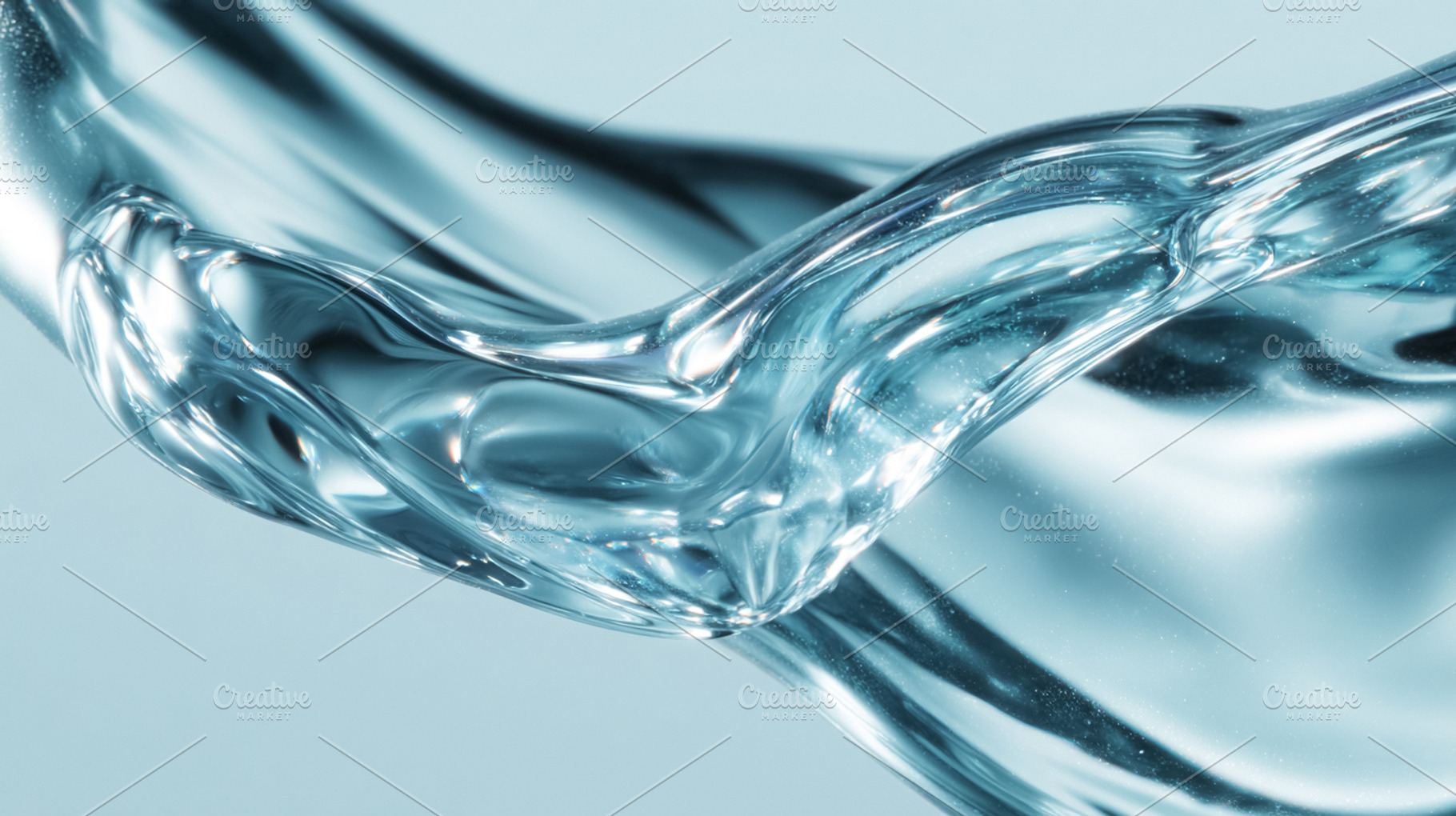 Flowing clear water liquid creating abstract forms, reflecting l, a Photo by Studio ANNA