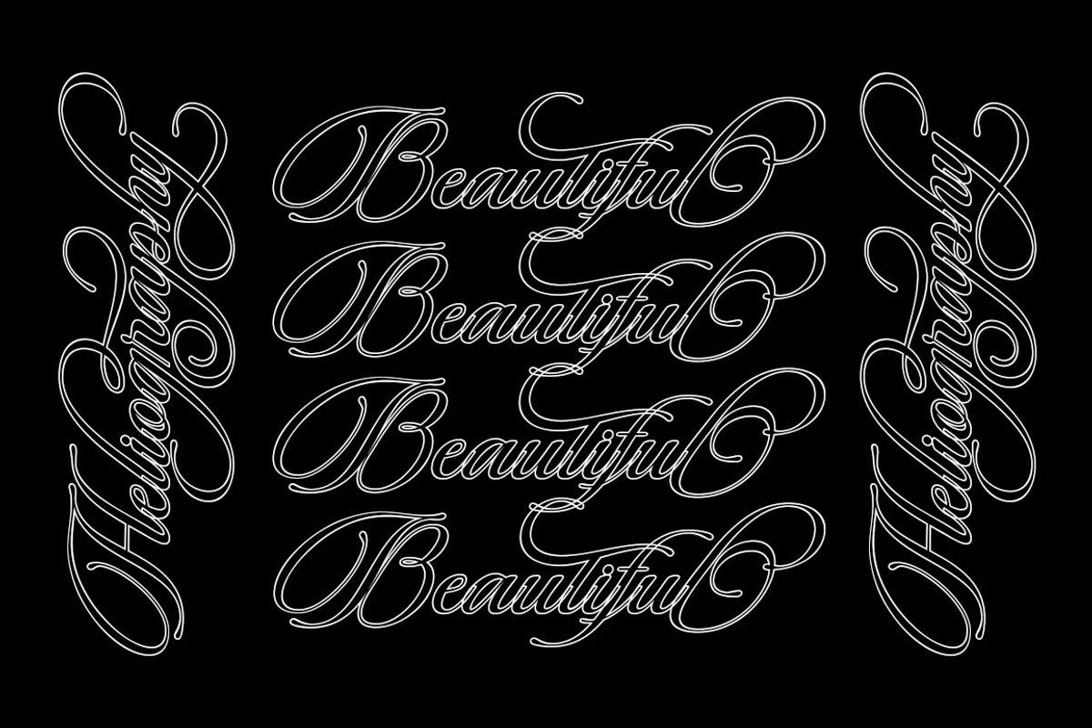 Beautiful Heliography Outline, a Script Font by Has_rizal (Photo 9 of 12)