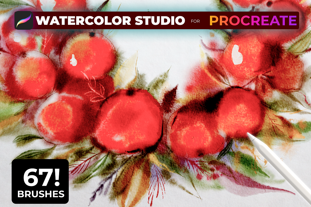 67! WATERCOLOR Procreate brushes, a Brush Add-On by Graphics Resources (Photo 2 of 11)