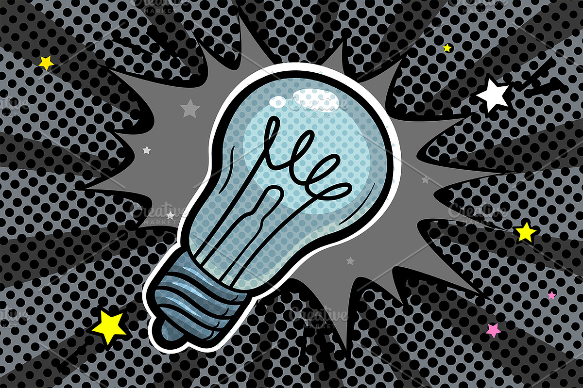 Light bulb in pop art style, an Education Illustration by VectorStory (Photo 3 of 3)