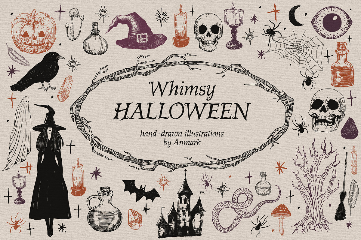 Whimsy Halloween. Vector clipart, an Object Graphic by AnMark (Photo 1 of 11)