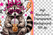 Raccoon Iced Coffee, Feral Mom PNG, an Object Illustration by Clipart Bloom (Thumbnail 2 of 3)