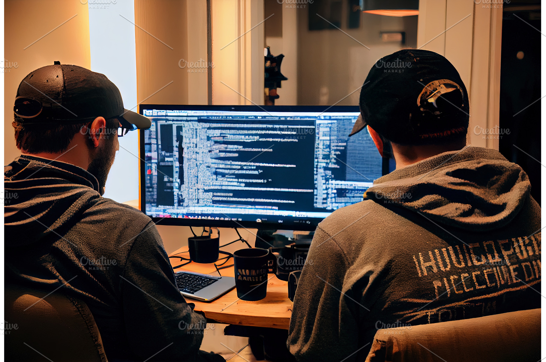 two coders working, a Technology Photo by Neirfy