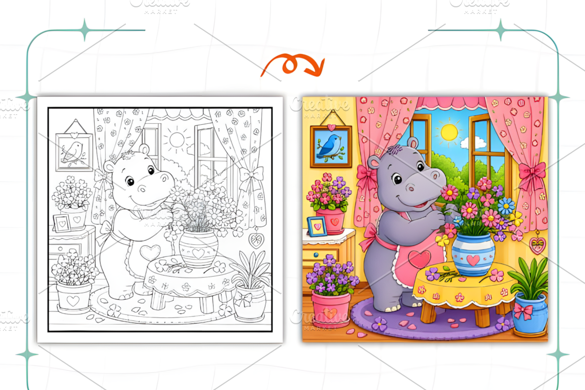 Cozy Floral Moments Coloring Pages, a Decorative Illustration by Ink Gallery (Photo 5 of 8)