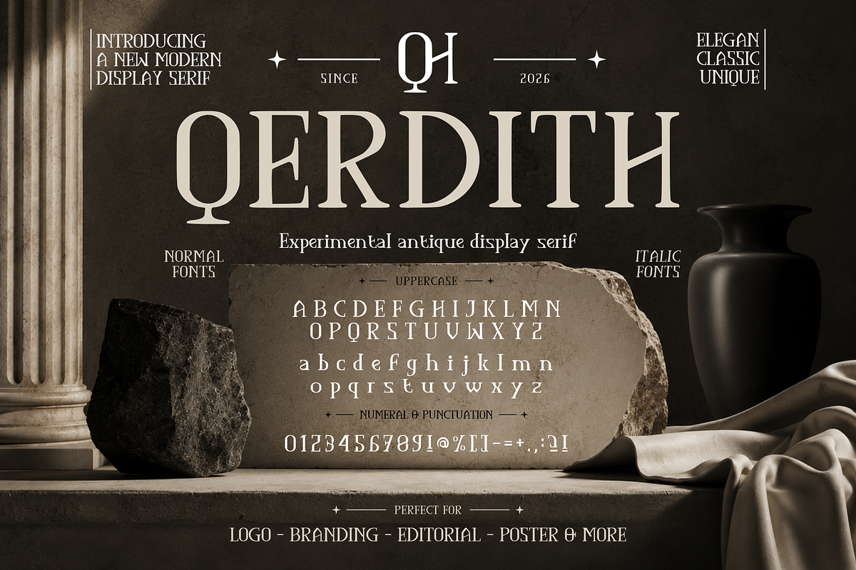 QERDITH – experiential antique serif, a Serif Font by idealistudio (Photo 1 of 5)