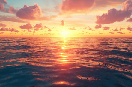 Vibrant sunset over the tranquil sea, a Photo by Iftikhar Alam