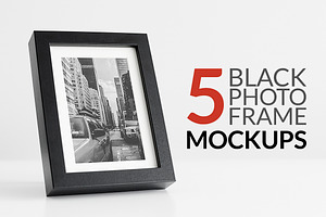 5 Black Photo Frame Mockups