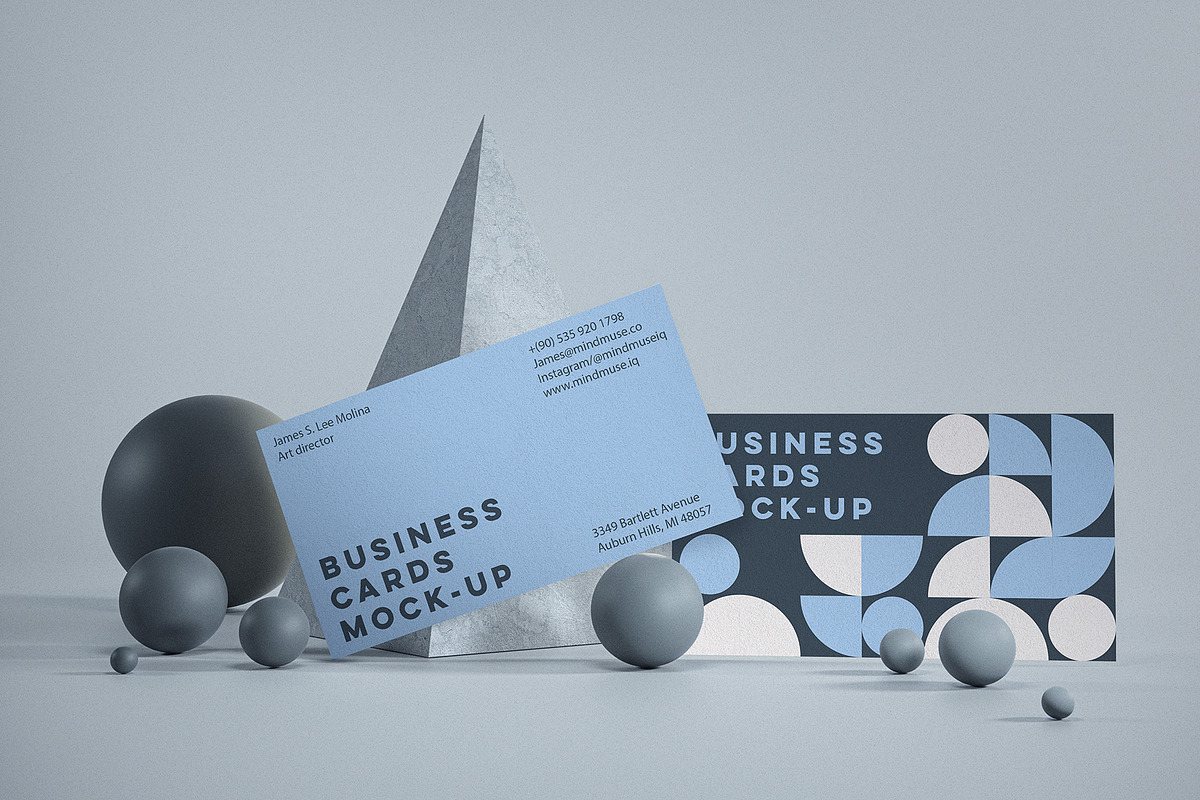 3D Geometric Business Card Mock-ups, a Business Card Template by MindMuse (Photo 2 of 11)