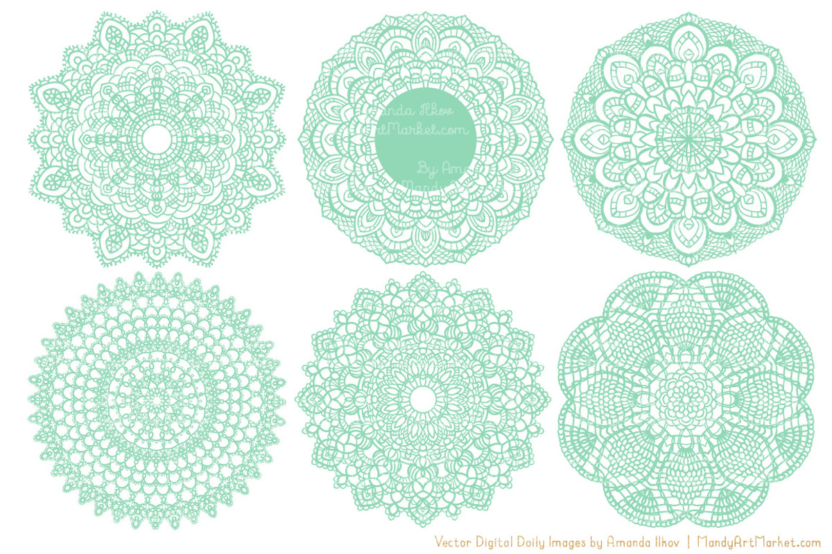 Mint Lace Doily Vectors & Clipart, an Illustration by Amanda Ilkov (Photo 4 of 4)