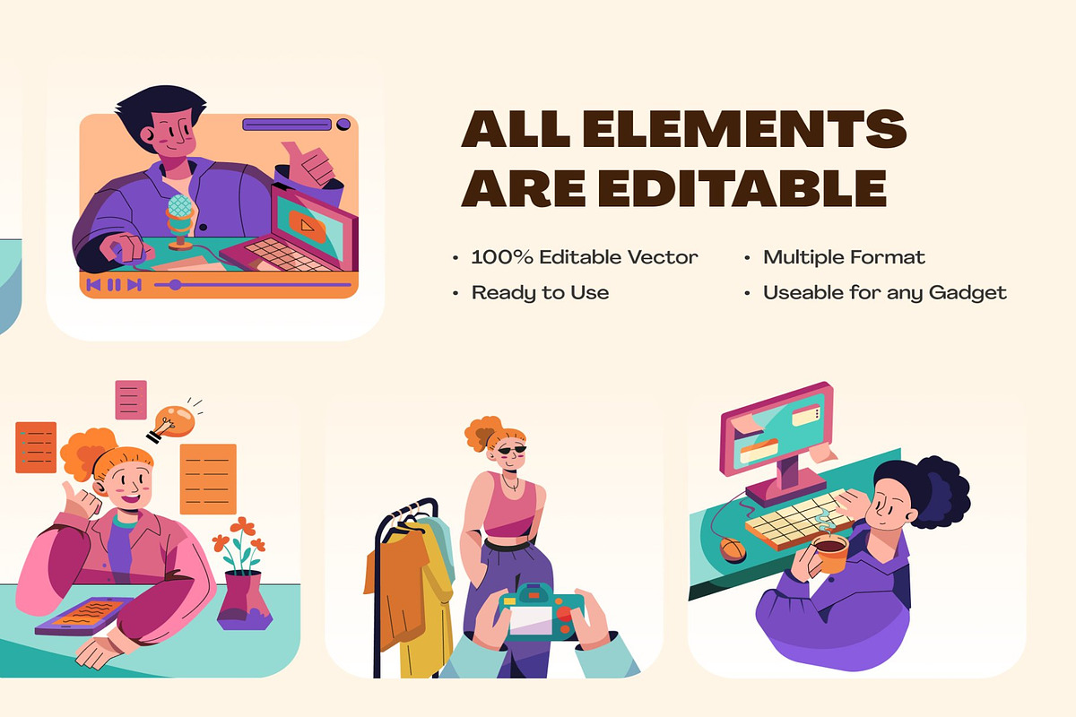 Retro Content Creator Activity, a Work Illustration by Lumina_ui_ux202 (Photo 4 of 8)