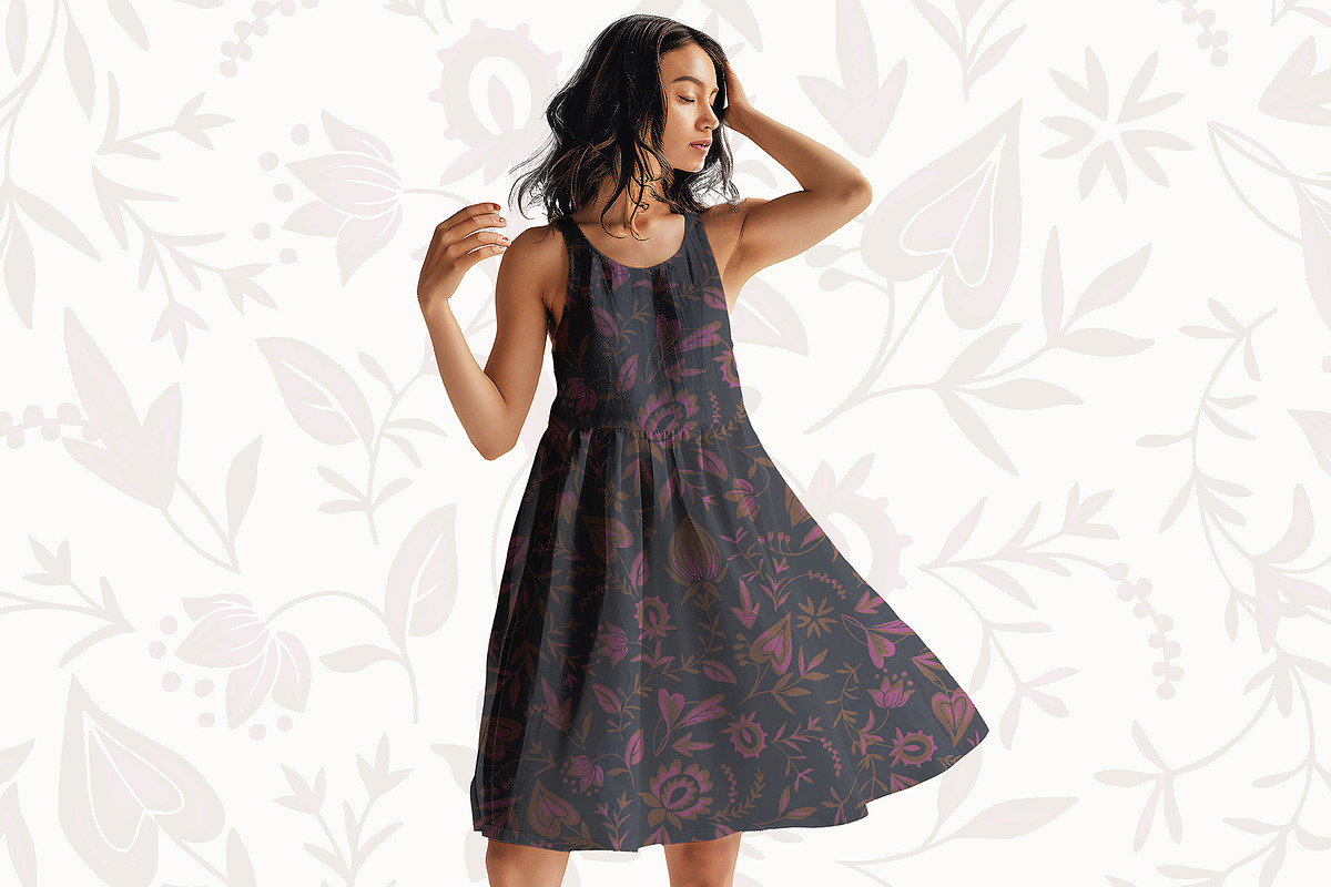 Vintage Folk Floral Pattern, a Pattern Graphic by StudioGlouna (Photo 4 of 5)