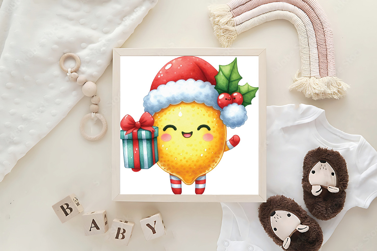 Christmas Kawaii Fruits Sublimation, an Illustration by CraftArtStudio (Photo 6 of 6)