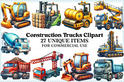 Construction Trucks Clipart Bundle, an Illustration by Craft Nest (Thumbnail 1 of 6)