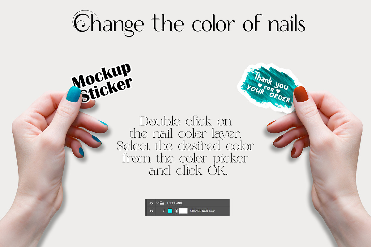 Woman hand Sticker Mockup., a Print Template by MockupMarket (Photo 3 of 8)