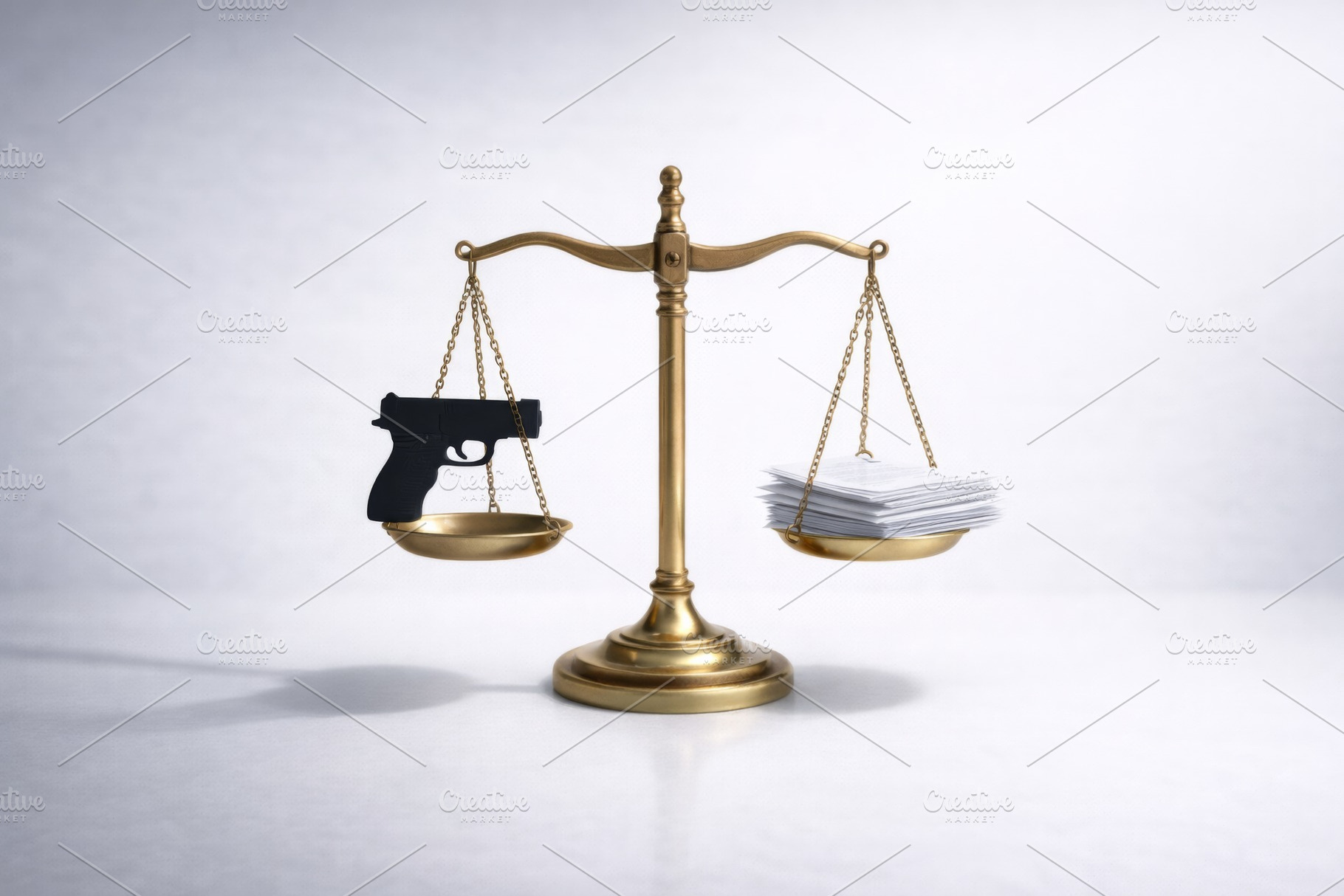 Gun control concept with scales bala, a Photo by Dvoevnore photos