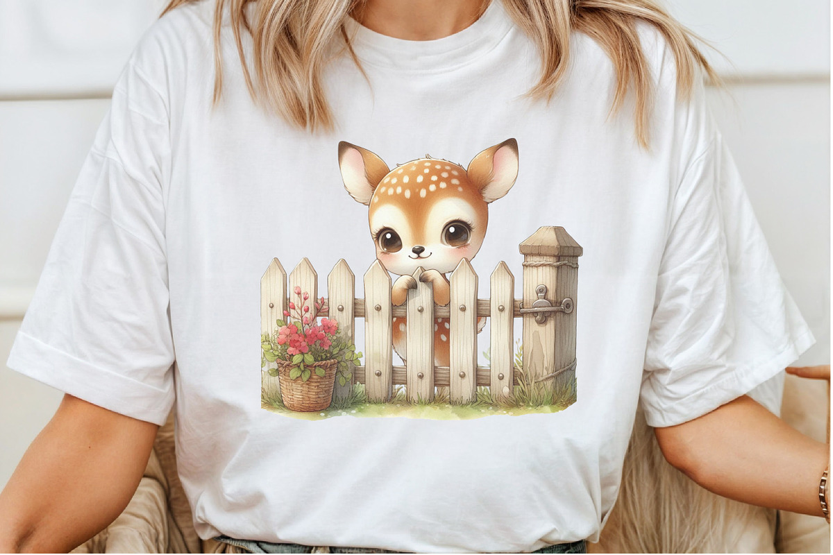 Watercolor Deer Peeking Fence Clipar, an Illustration by Rose Art (Photo 2 of 5)