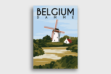 Damme Belgium Travel Poster, an Illustration by bittersalt