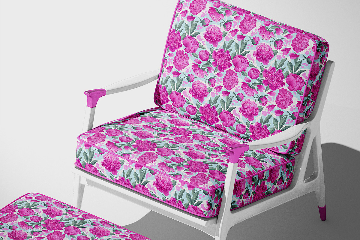 Pink Peonies & Splashes Pattern, a Pattern Graphic by MarynaPetrovska (Photo 6 of 12)