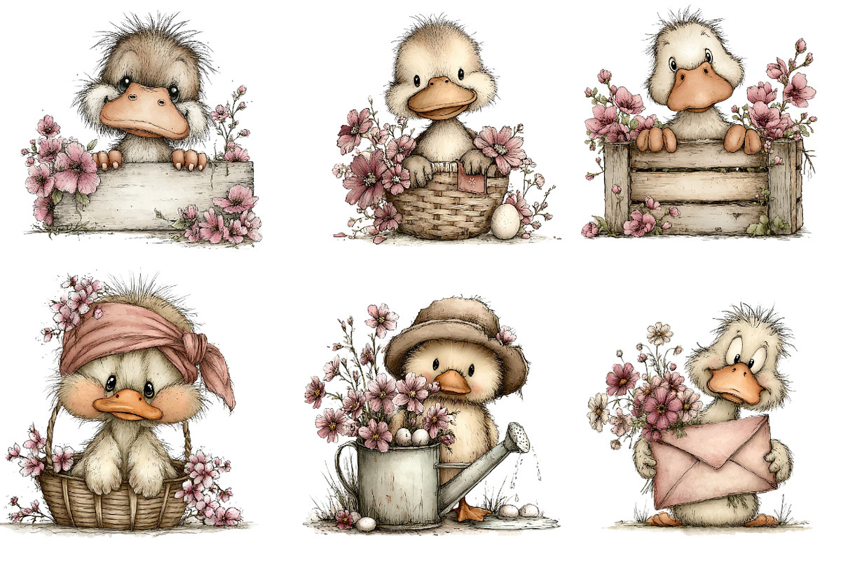 Whimsical Easter Duck Clipart Bundle, an Illustration by Dream Creation (Photo 3 of 7)
