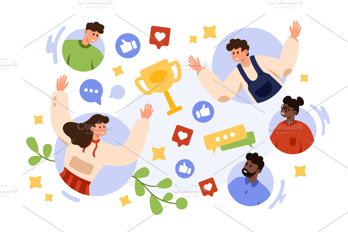 Celebrating Success and Team, a Person Illustration by Flashvector