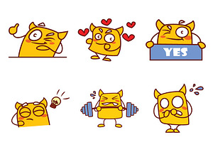 Cartoon Yellow Monster Sticker Set