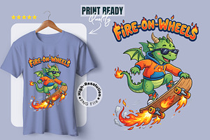 Retro Cartoon Skater Dragon Clipart, an Animal Illustration by zahidhossainalif