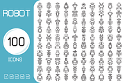 Cute Robot Avatars Vector Bundle, an Outline Icon by Designfour (Thumbnail 1 of 6)