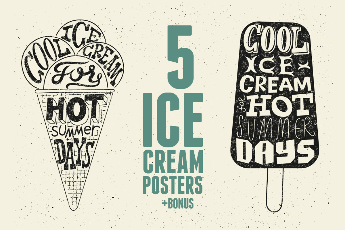 Ice cream summer vector posters., a Food Illustration by PoPaShop (Photo 1 of 7)