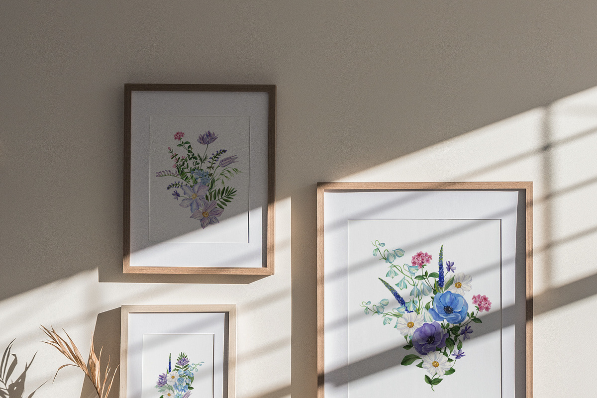 Dusk Blue Watercolor Florals, a Decorative Illustration by Catch the Dream Art (Photo 2 of 12)