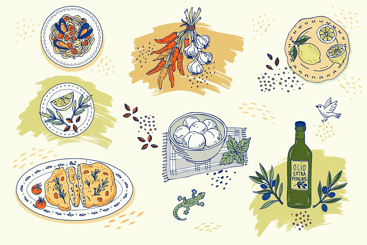 Hand drawn italian food set with, a Food Illustration by Zimages (Photo 2 of 3)