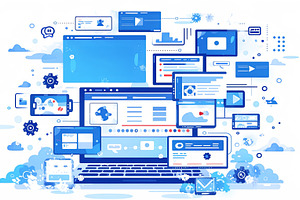 Digital content network with connected devices and multimedia displays in motio, a Photo by AS photostudio