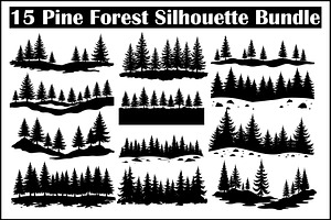 Pine Forest Silhouette Bundle, a Graphic by Creativeshirt