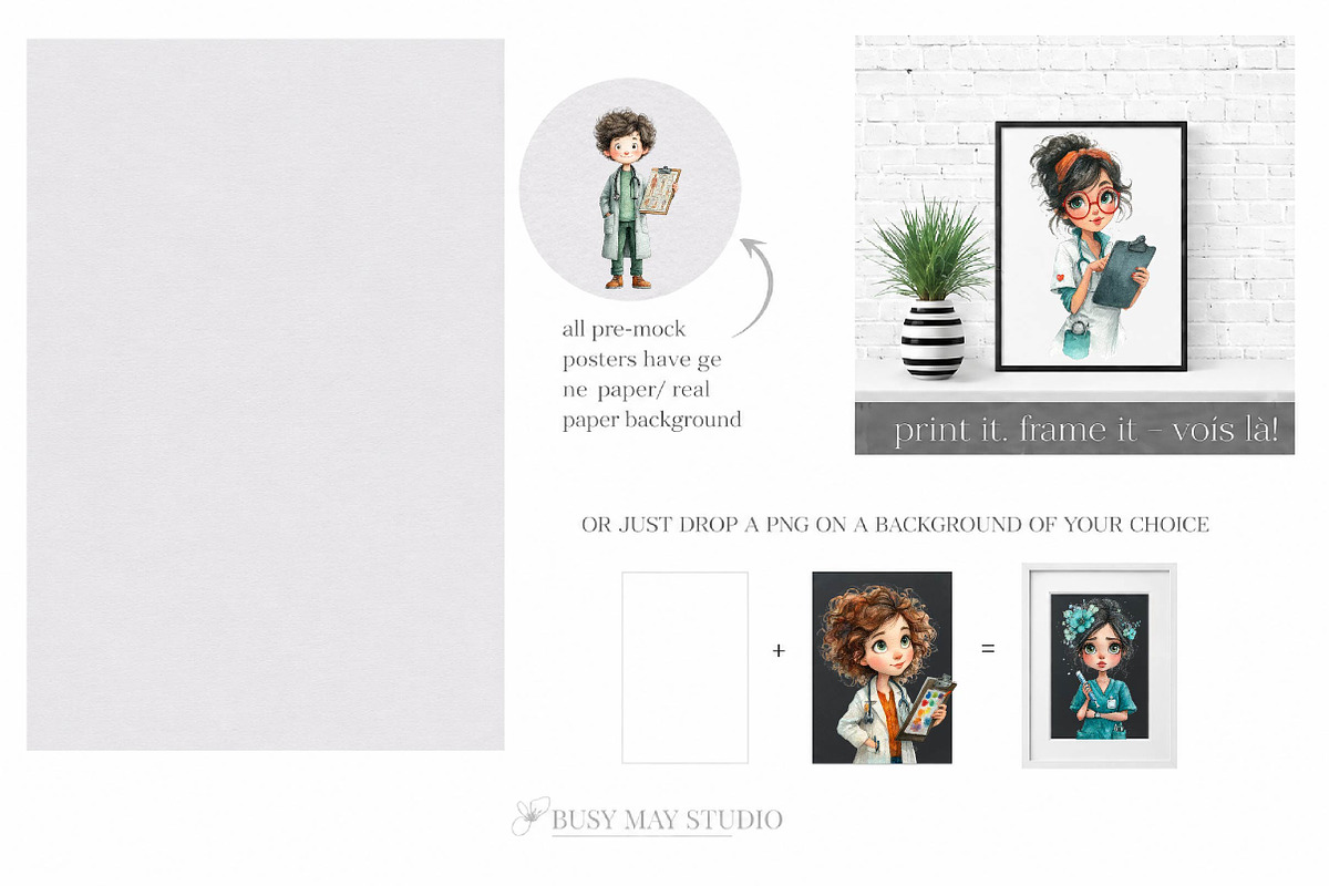 Cute Doctors Medical Clipart, a Seasonal Illustration by CreationArt (Photo 4 of 9)