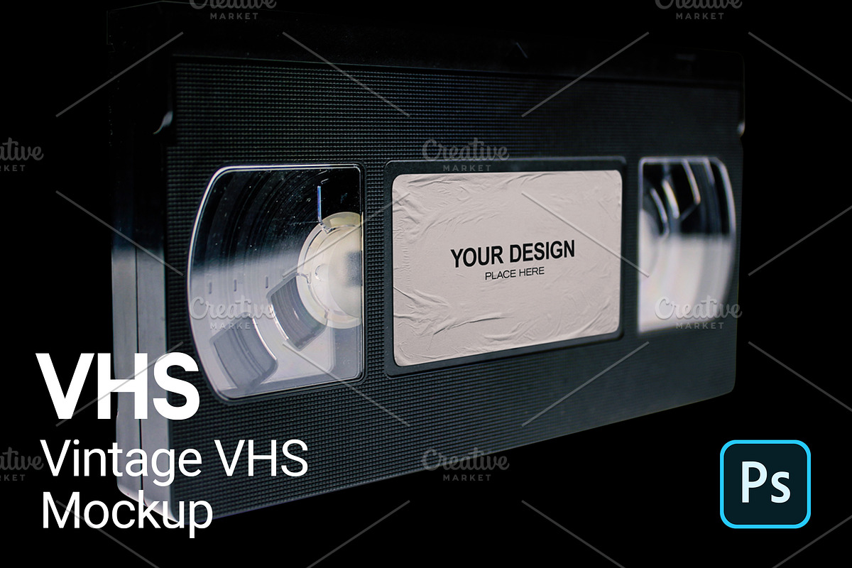 Vintage VHS Tape Cassette Mockup, a Product Mockup by SR-23 Mockups (Photo 1 of 3)