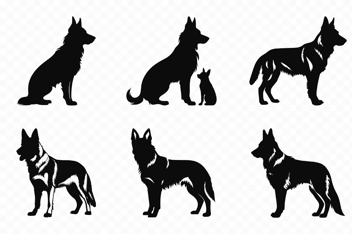 German Shepherd Dog Silhouette Set, an Animal Illustration by Gfx Expert Team (Photo 3 of 3)