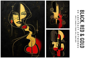 Black, Red and Gold, a Decorative Illustration by Digital Art Creations