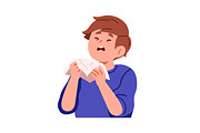 Sick kid boy with cold or flu set, a Person Illustration by Good Studio (Thumbnail 7 of 13)