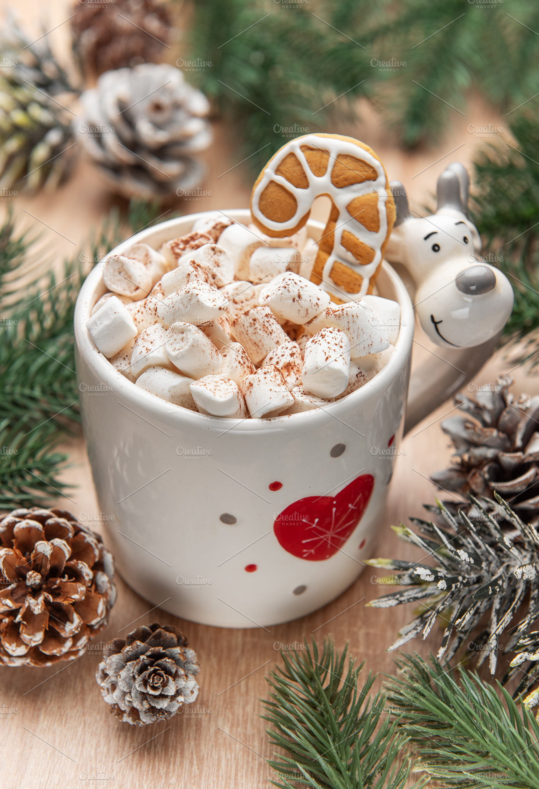 Hot cocoa with marshmallows and gingerbread for christmas, a Holiday Photo by Olena Rudo