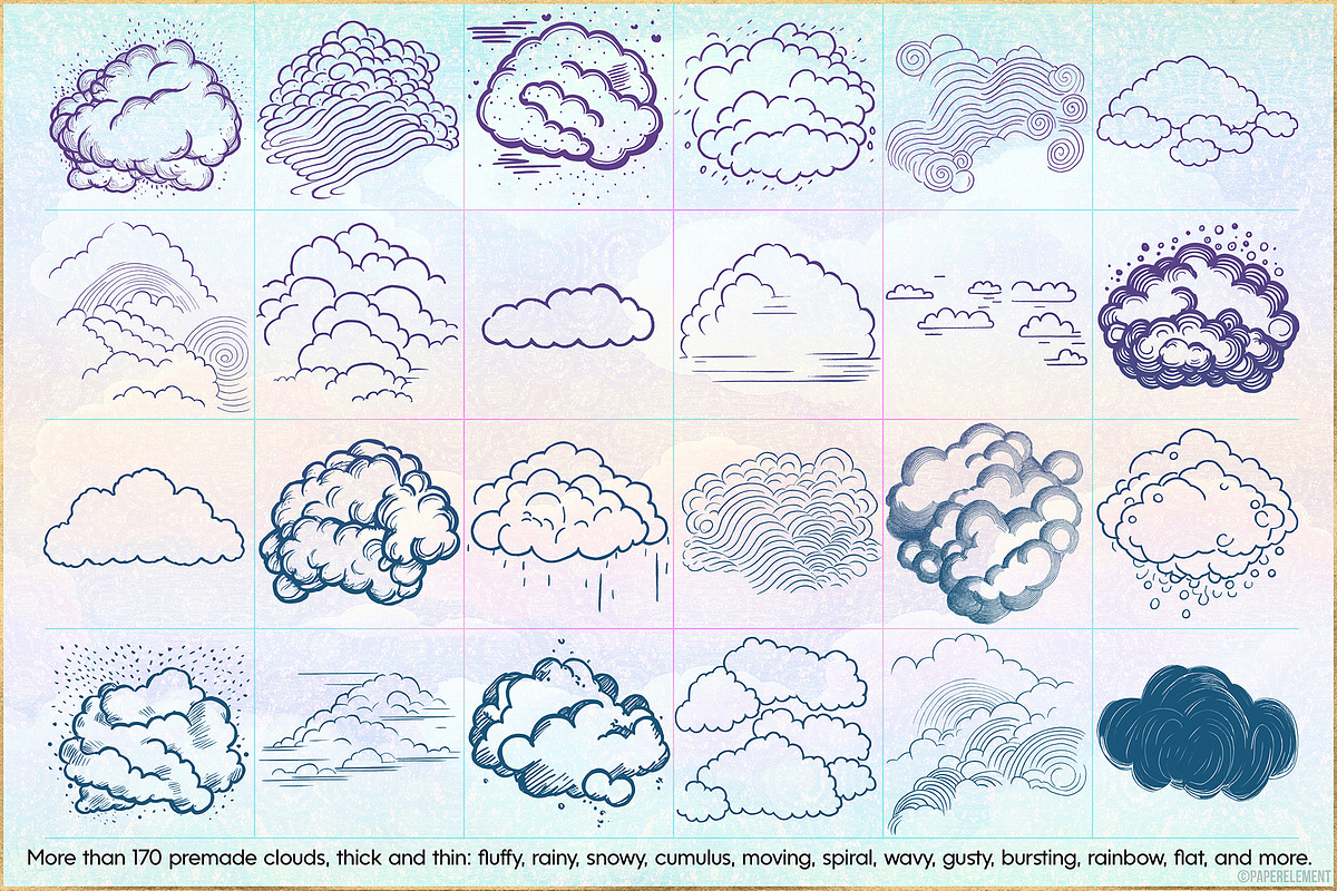 Cloud Creator Doodle Stamp Brushes, a Brush Add-On by Paper Element (Photo 6 of 10)