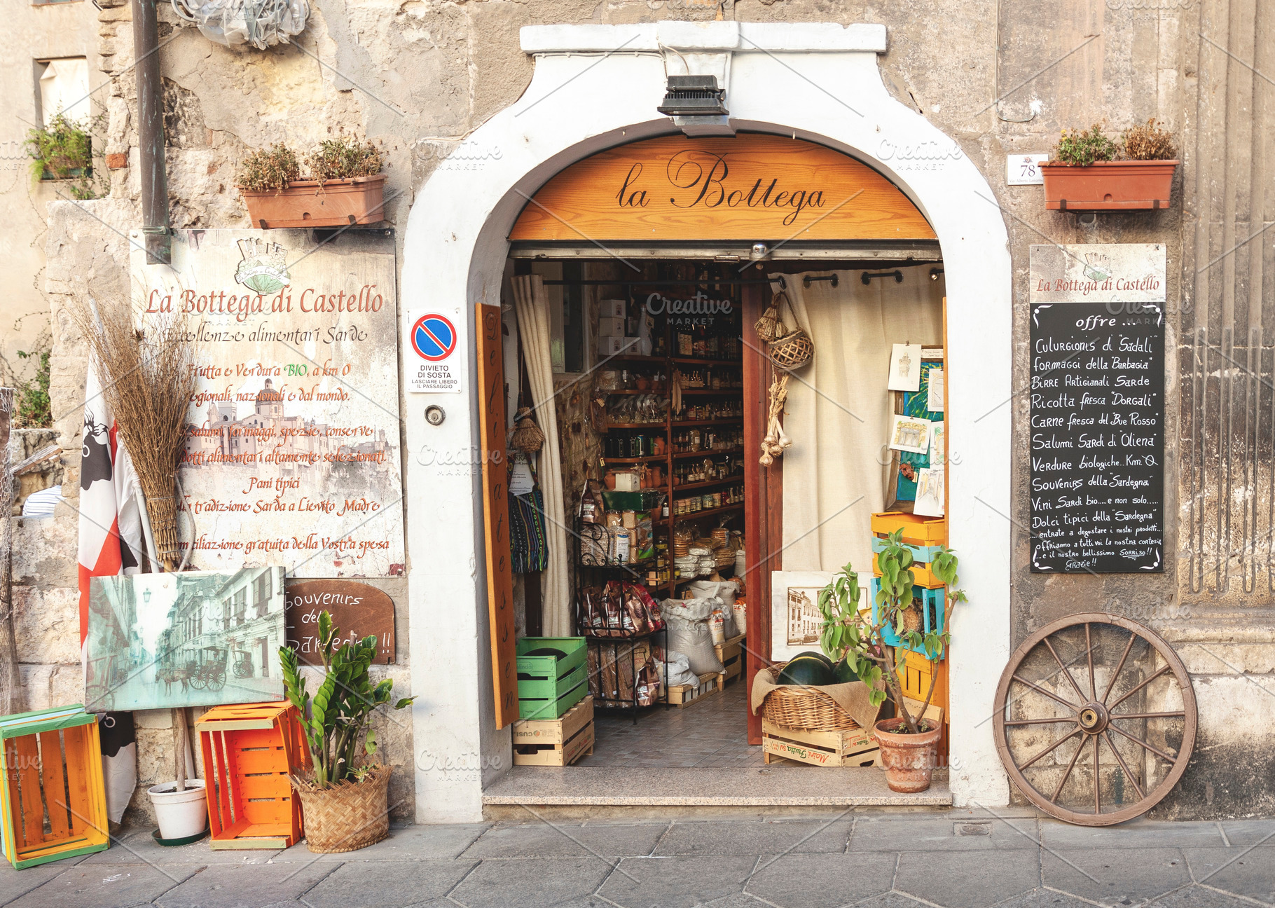 Local food shop entrance in Sardinia, an Architecture Photo by BOOCYS